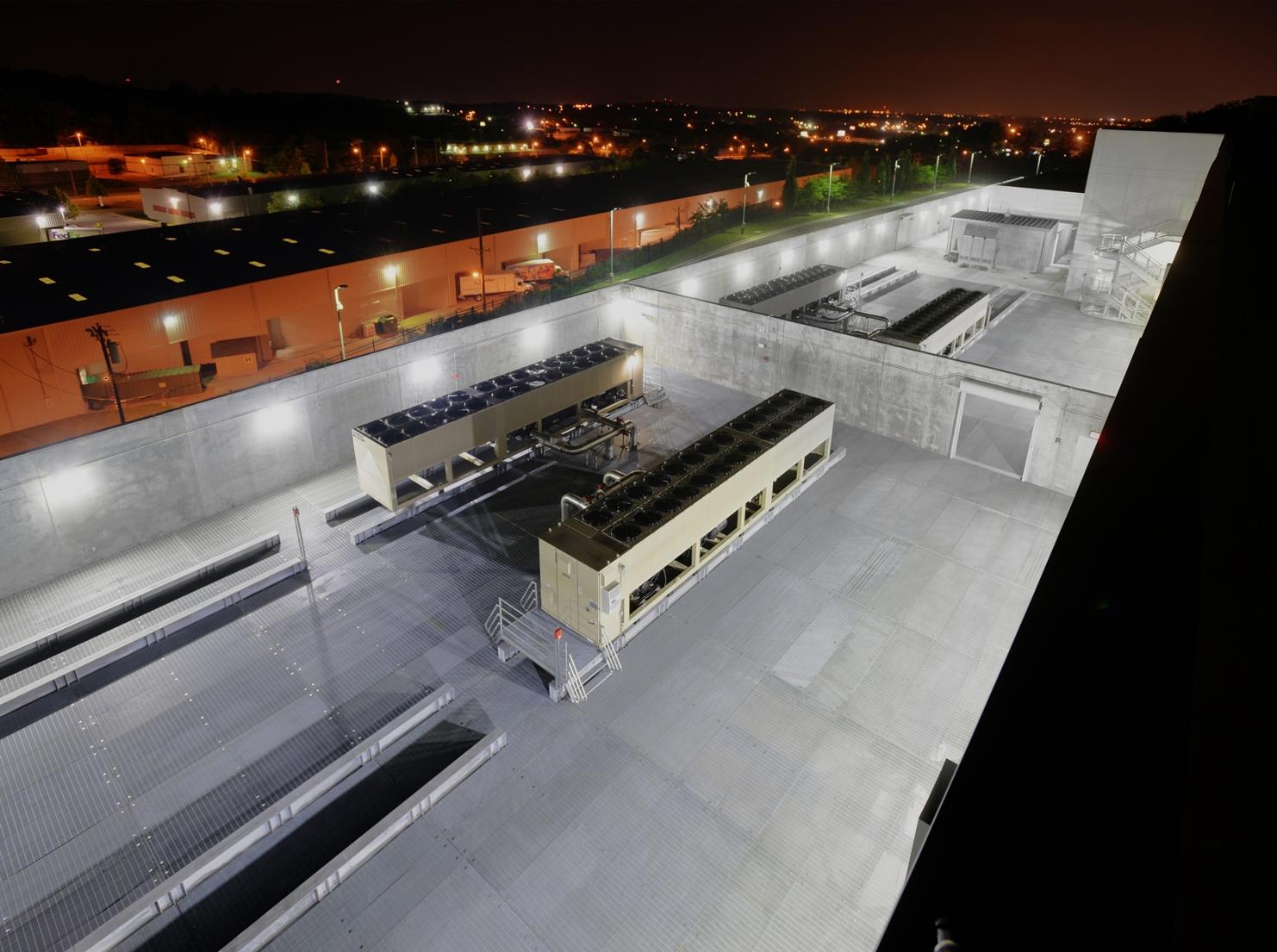 Well-lit equipment yard provides for a safe and secure 24x7 work environment